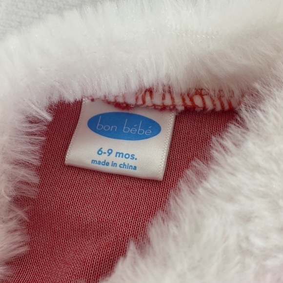 BON BEBE Baby Santa Claus Christmas Outfit with Hat Fuzzy Soft Size 6-9M - Picture 3 of 3